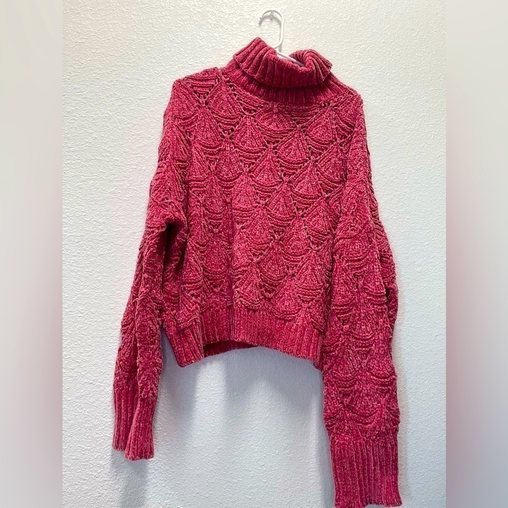 Pol clothing chenile sweater in rose xl